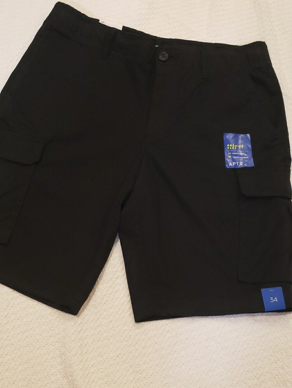NWT Apt. 9 Men's Black Cargo Shorts - Utility Pockets, Size 34